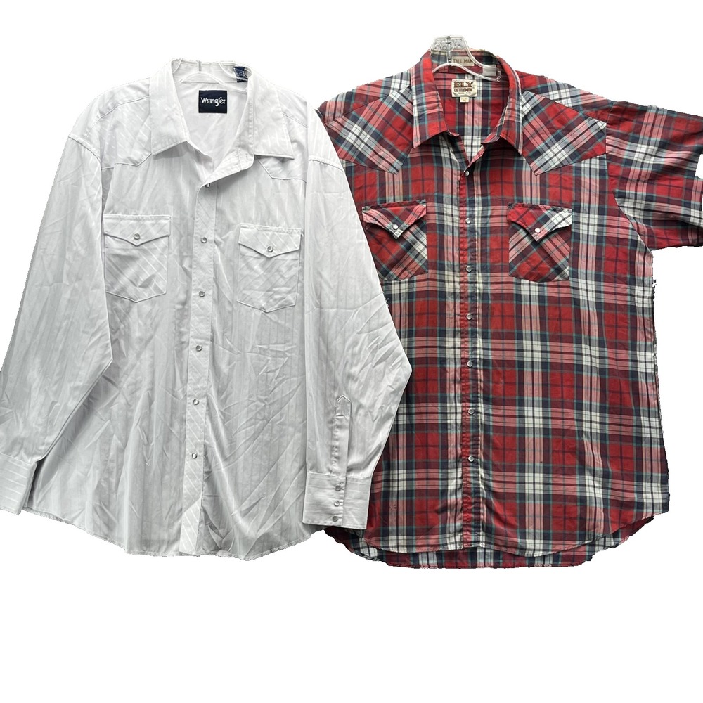 Wrangler Ely Catleman Lot of 2 Western Shirt Mens XXL Pearl Snap Cowboy Workwear